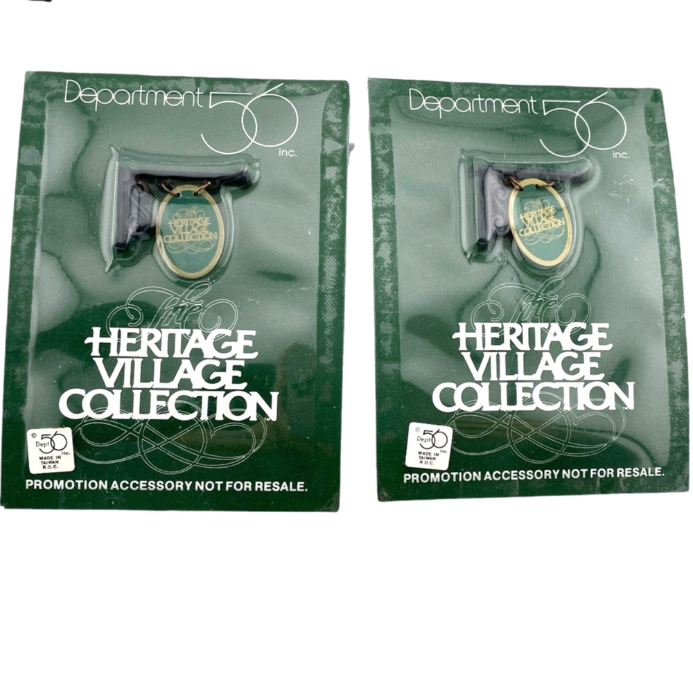 Dept 56 Hanging Sign Promotional Accessory Heritage Village Collection Set of 2